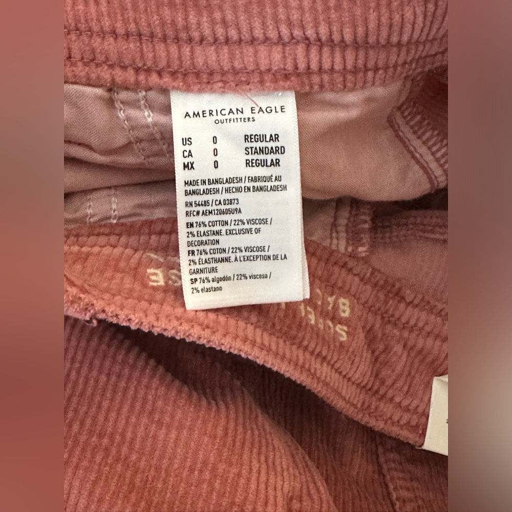 American Eagle Pink Corduroy Pants - Picture 5 of 9